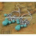 Retro New Trendy Bohemia Beaded Turquoise Alloy Pendant Fashion Earrings Jewelry For Woman SSEH040